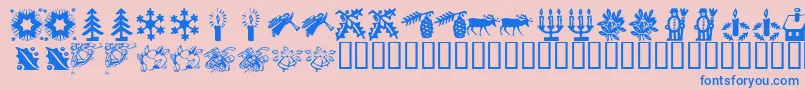 Czcionka KrChristmasTime2 – niebieskie czcionki na różowym tle