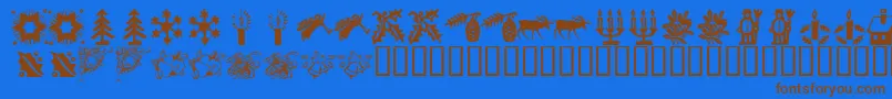 KrChristmasTime2 Font – Brown Fonts on Blue Background