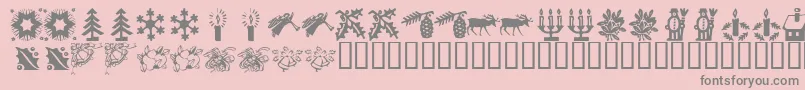 KrChristmasTime2-fontti – harmaat kirjasimet vaaleanpunaisella taustalla