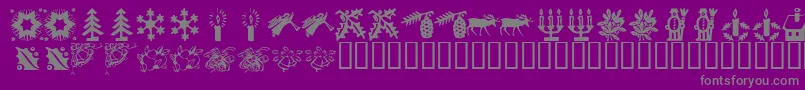 Weitere Informationen zur KrChristmasTime2-Schriftart KrChristmasTime2-Schriftart – Graue Schriften auf violettem Hintergrund