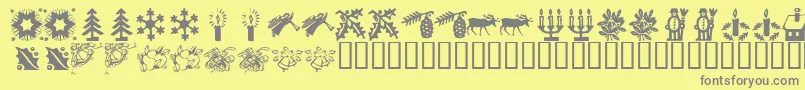 KrChristmasTime2-Schriftart – Graue Schriften auf gelbem Hintergrund