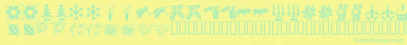KrChristmasTime2-Schriftart – Grüne Schriften auf gelbem Hintergrund