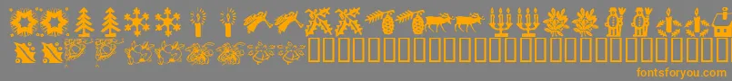 Saiba mais sobre a fonte KrChristmasTime2 Fonte KrChristmasTime2 – fontes laranjas em um fundo cinza