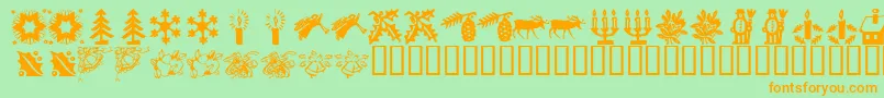 KrChristmasTime2 Font – Orange Fonts on Green Background