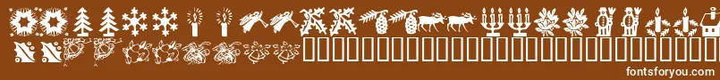 KrChristmasTime2-Schriftart – Weiße Schriften auf braunem Hintergrund