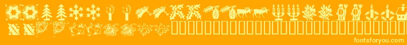KrChristmasTime2-Schriftart – Gelbe Schriften auf orangefarbenem Hintergrund