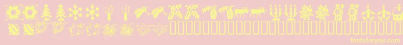 KrChristmasTime2 Font – Yellow Fonts on Pink Background