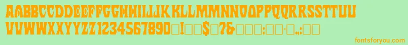 Margit-Schriftart – Orangefarbene Schriften auf grünem Hintergrund