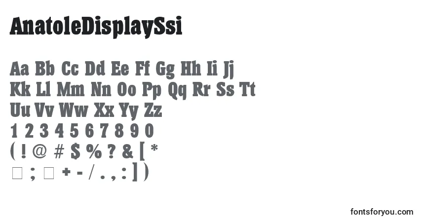 A fonte AnatoleDisplaySsi – alfabeto, números, caracteres especiais