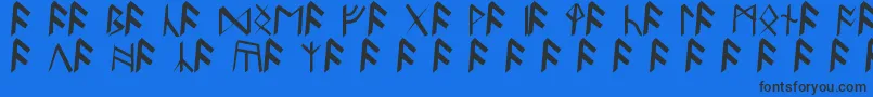 フォントBritannianRunes – 黒い文字の青い背景