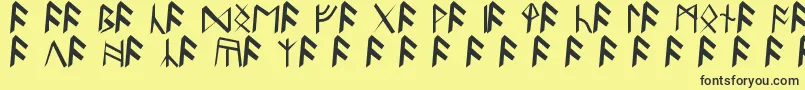 BritannianRunes Font – Black Fonts on Yellow Background