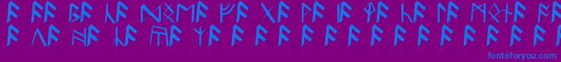 フォントBritannianRunes – 紫色の背景に青い文字