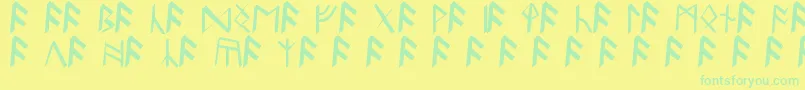 BritannianRunes Font – Green Fonts on Yellow Background