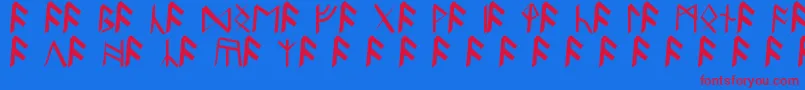 BritannianRunes Font – Red Fonts on Blue Background