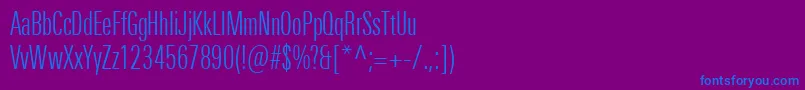 Fonte UniversNextProLightCompressed – fontes azuis em um fundo violeta