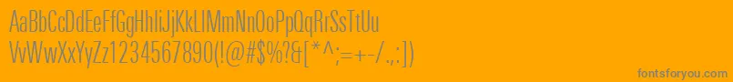 Fonte UniversNextProLightCompressed – fontes cinzas em um fundo laranja