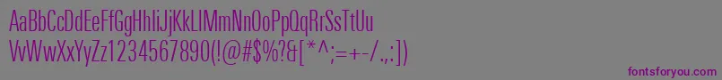 フォントUniversNextProLightCompressed – 紫色のフォント、灰色の背景
