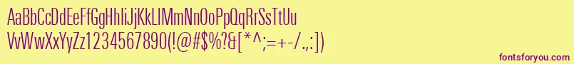 Шрифт UniversNextProLightCompressed – фиолетовые шрифты на жёлтом фоне