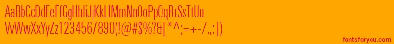 UniversNextProLightCompressed-fontti – punaiset fontit oranssilla taustalla