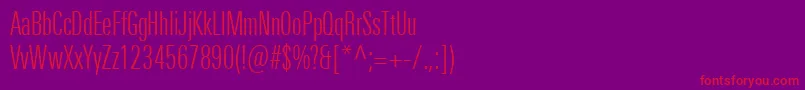 フォントUniversNextProLightCompressed – 紫の背景に赤い文字