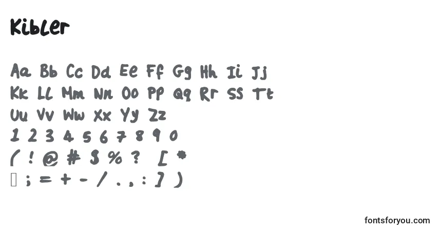 Schriftart Kibler – Alphabet, Zahlen, spezielle Symbole