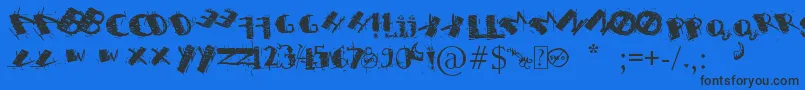 SweetH...SyaRevengeIMNotEmo-Schriftart – Schwarze Schriften auf blauem Hintergrund