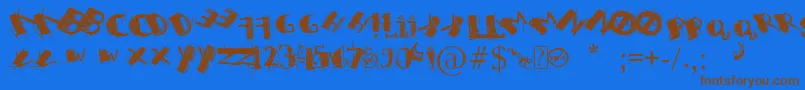 フォントSweetH...SyaRevengeIMNotEmo – 茶色の文字が青い背景にあります。