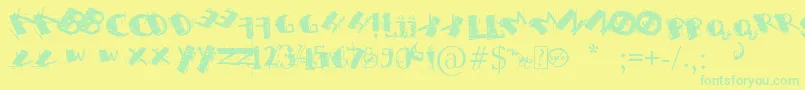 フォントSweetH...SyaRevengeIMNotEmo – 黄色い背景に緑の文字