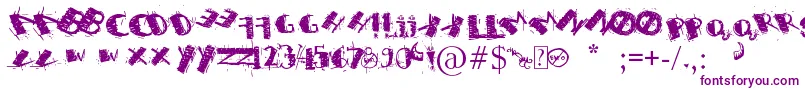 SweetH...SyaRevengeIMNotEmo-Schriftart – Violette Schriften auf weißem Hintergrund