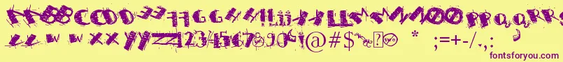 SweetH...SyaRevengeIMNotEmo Font – Purple Fonts on Yellow Background