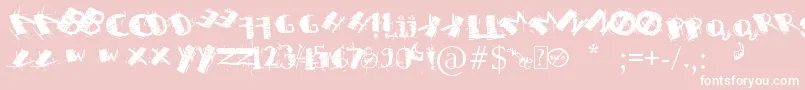 SweetH...SyaRevengeIMNotEmo-Schriftart – Weiße Schriften auf rosa Hintergrund