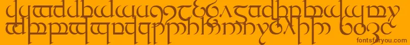 Saiba mais sobre a fonte Quencap1 Fonte Quencap1 – fontes marrons em um fundo laranja