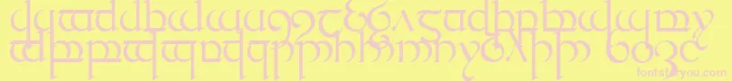 フォントQuencap1 – ピンクのフォント、黄色の背景
