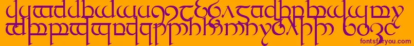 Quencap1-Schriftart – Violette Schriften auf orangefarbenem Hintergrund