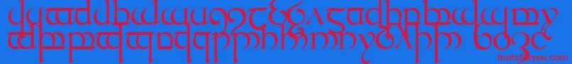 Quencap1-Schriftart – Rote Schriften auf blauem Hintergrund