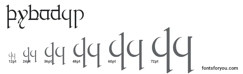 Размеры шрифта Quencap1