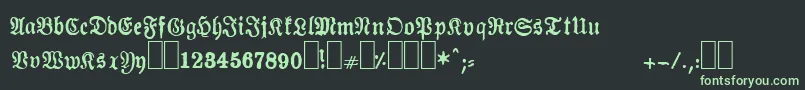 Almanacques-Schriftart – Grüne Schriften auf schwarzem Hintergrund