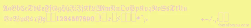 Almanacques-fontti – vaaleanpunaiset fontit keltaisella taustalla