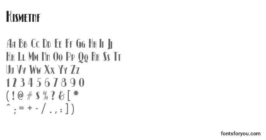 A fonte Kismetnf – alfabeto, números, caracteres especiais