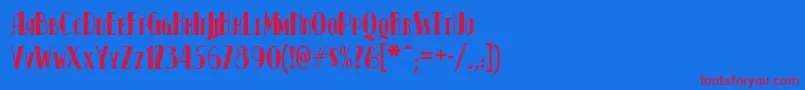 Kismetnf-Schriftart – Rote Schriften auf blauem Hintergrund
