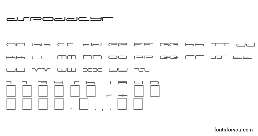 Fuente DsPoddCyr - alfabeto, números, caracteres especiales