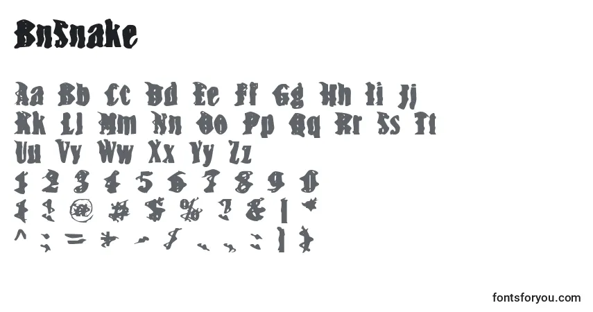 BnSnake-fontti – aakkoset, numerot, erikoismerkit