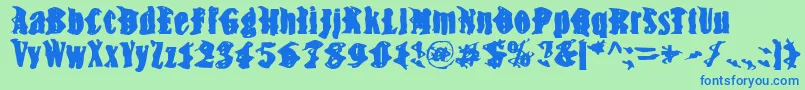 Czcionka BnSnake – niebieskie czcionki na zielonym tle