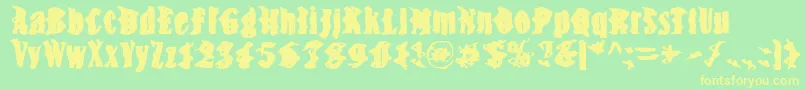 フォントBnSnake – 黄色の文字が緑の背景にあります