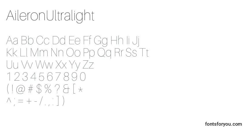 Шрифт AileronUltralight – алфавит, цифры, специальные символы