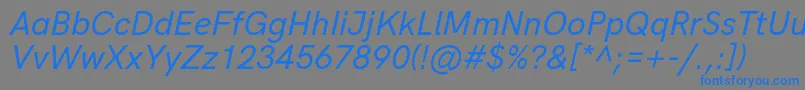 フォントHkgroteskMediumitalic – 灰色の背景に青い文字