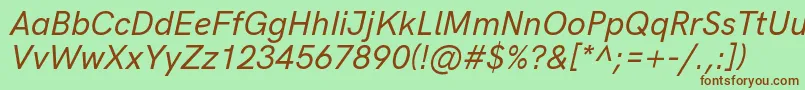 HkgroteskMediumitalic Font – Brown Fonts on Green Background