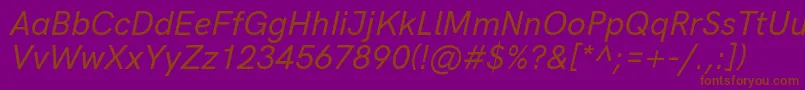 HkgroteskMediumitalic Font – Brown Fonts on Purple Background