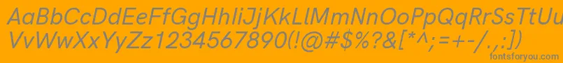 HkgroteskMediumitalic-Schriftart – Graue Schriften auf orangefarbenem Hintergrund