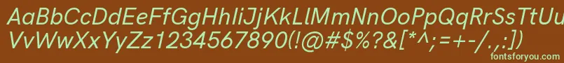 HkgroteskMediumitalic Font – Green Fonts on Brown Background